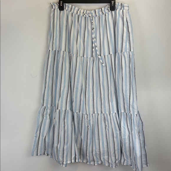 J Crew Tiered Blue, White, gray Striped Skirt Size Large - Picture 2 of 9